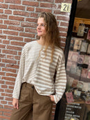 Longsleeve Julia - Gestreept - Beige/Offwhite