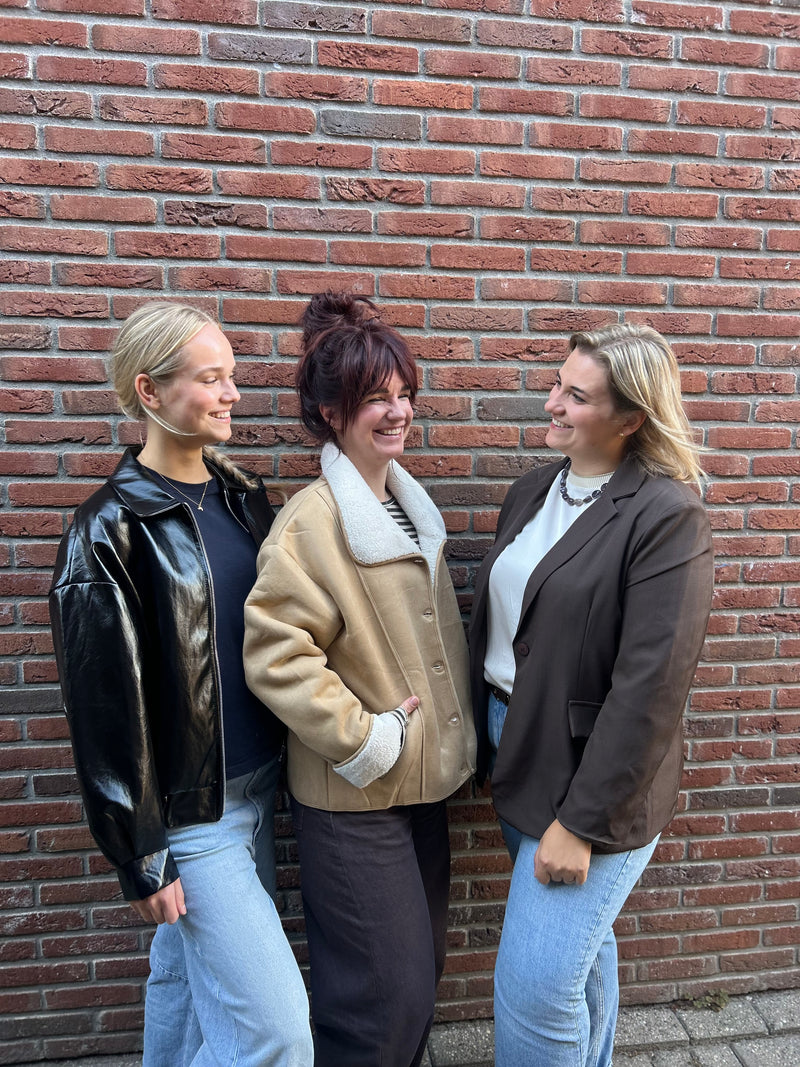 Lakleren Jasje - Zwart - One size