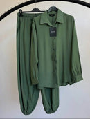 Co-ord Set - Broek & Blouse - Groen