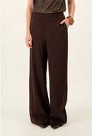 Zusss - Broek met stretch - Donker bruin / choco