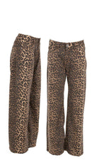 Wide Leg Jeans - Leopard