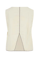 Zusss - Linnen Top Mouwloos Met Details Tapes - Soft Kit