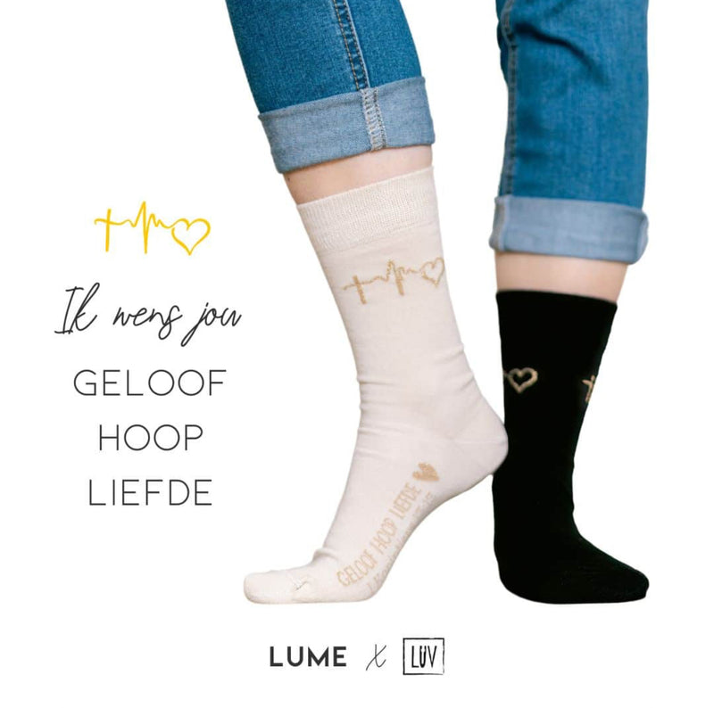 LUME x LUV Sokken - Geloof, hoop, liefde - Zwart