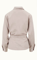 Zusss - Lange Satijnen Blouse met Ceintuur - Crème / Wit