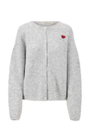 Zusss - Basic Vestje Lange Mouw met Broche - Grey Melange