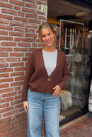 Hip Vestje met organische knoop - Bruin