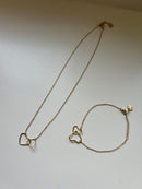 Set Ketting & Armband - Vervlochten Hartjes - Stainless Steel - Goud