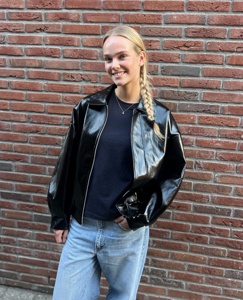 Lakleren Jasje - Zwart - One size