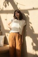 Zusss - Linnen Broek Met Riempje - Warm Camel