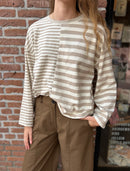 Longsleeve Julia - Gestreept - Beige/Offwhite