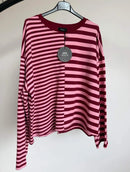 Longsleeve Julia - Gestreept - Roze/Burgundy
