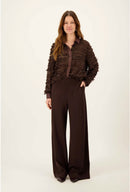 Zusss - Broek met stretch - Donker bruin / choco