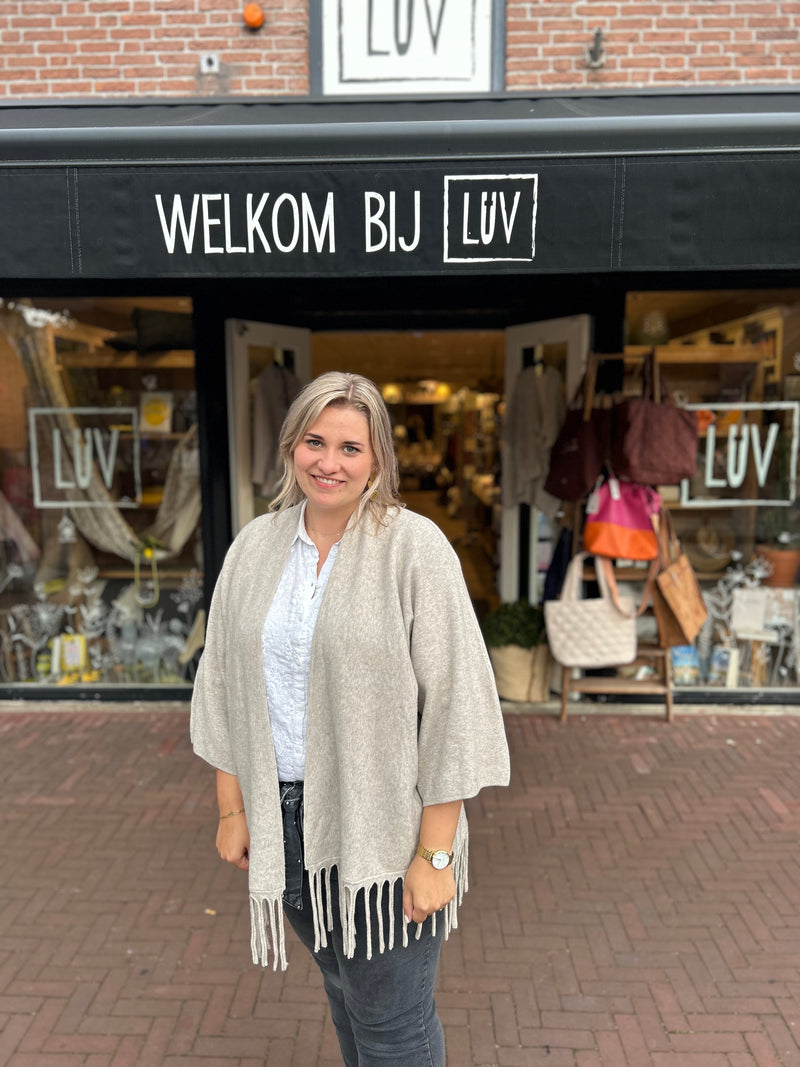 Lang Vest met franjes - Beige