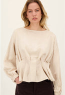 Zusss - Voile Top met Plooien - Nude