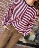 Longsleeve Julia - Gestreept - Roze/Bruin