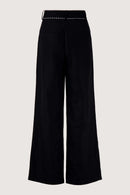 Zusss - Linnen Broek Met Tape Details - Zwart