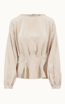 Zusss - Voile Top met Plooien - Nude