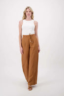 Zusss - Linnen Broek Met Riempje - Warm Camel