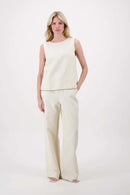 Zusss - Linnen Top Mouwloos Met Details Tapes - Soft Kit