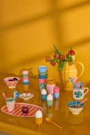 Rice - Rechthoekig Dinerbord/Serveerschaal - Roze - Organic Stripes