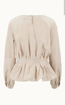 Zusss - Voile Top met Plooien - Nude