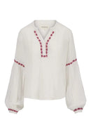 ZUSSS BLOUSE LANGE MOUW MET BORDUUR DETAILS WIT