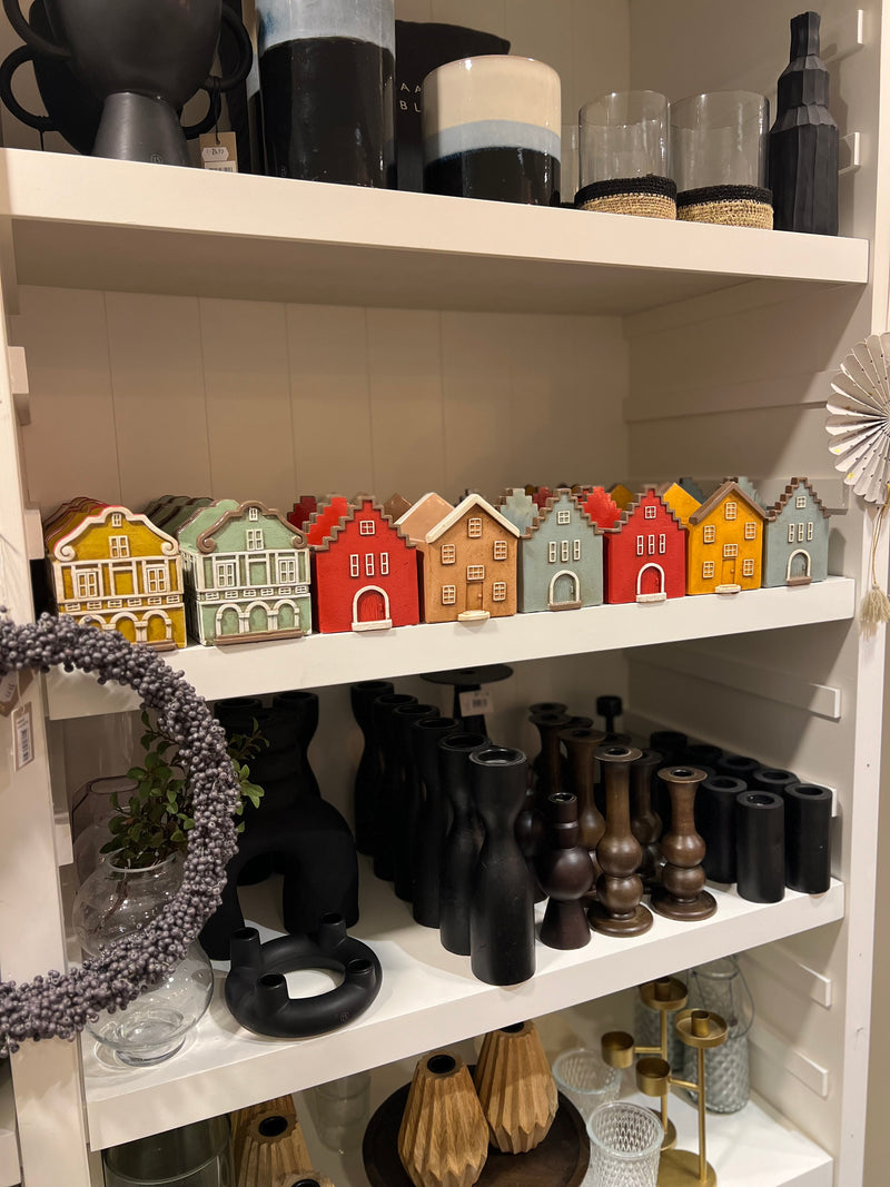 Keramieken gekleurde HUISJES - Curacao - Geel