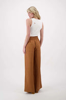 Zusss - Linnen Broek Met Riempje - Warm Camel