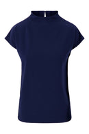 Zusss - Top met Aangeknipte Mouw in Structuur Materiaal - Summer Navy