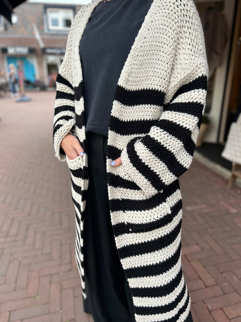 Lang Vest - Zand met zwarte strepen