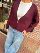 Vestje Sofie met organische knoop - Burgundy
