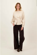 Zusss - Voile Top met Plooien - Nude
