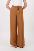 Zusss - Linnen Broek Met Riempje - Warm Camel