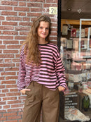 Longsleeve Julia - Gestreept - Roze/Bruin