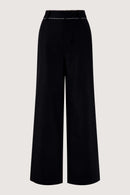 Zusss - Linnen Broek Met Tape Details - Zwart