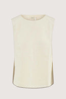 Zusss - Linnen Top Mouwloos Met Details Tapes - Soft Kit