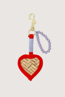 Zusss - Sleutel/Tas Hanger Met Gevlochten Hart - Ash Red / Sky Blue