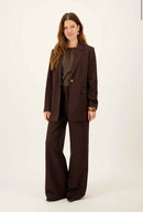 Zusss - Broek met stretch - Donker bruin / choco