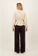 Zusss - Voile Top met Plooien - Nude