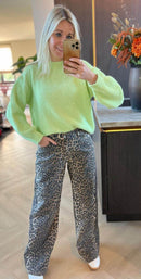 Wide Leg Jeans - Leopard