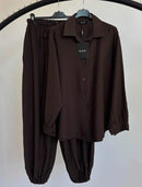 Co-ord Set - Broek & Blouse - Chocolade bruin