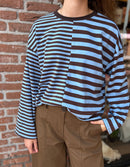 Longsleeve Julia - Gestreept - Blauw/Bruin