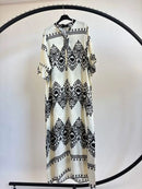Kaftan jurk - Wit/zwart - L/XL
