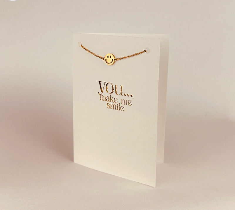 Sieradenkaart - armband goud - You make me smile
