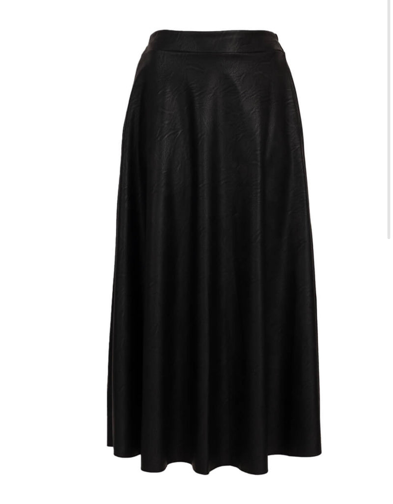 Rok A-lijn in leatherlook - Zwart - Maat S/M