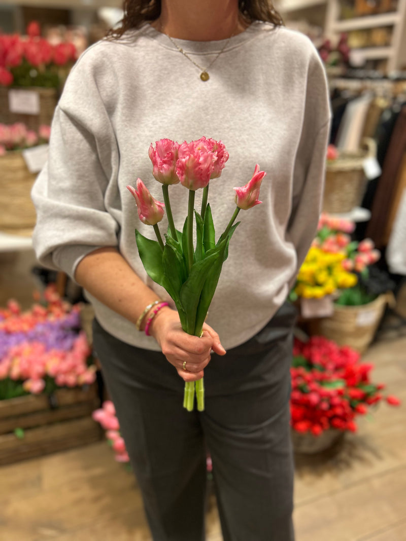 Papegaai Tulpen Bos - Lang - Roze/Wit