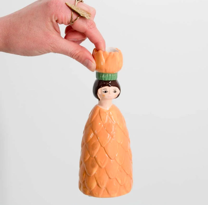 Kaarsenstandaard Vrouw Bloem - Oranje