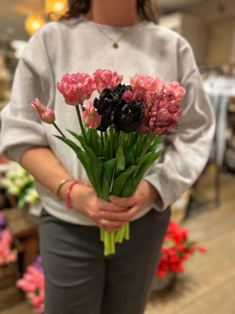 Papegaai Tulpen Bos - Lang - Roze/Wit