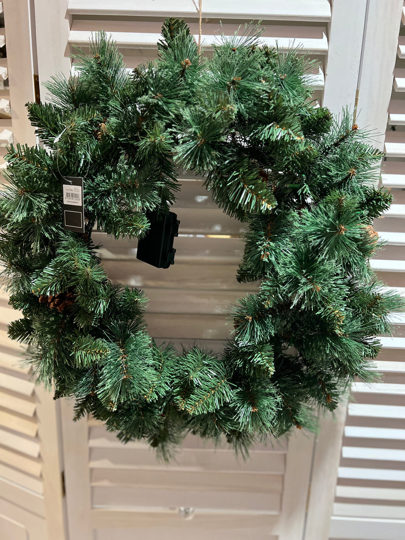 Krans - groen - kerst - met Led-verlichting