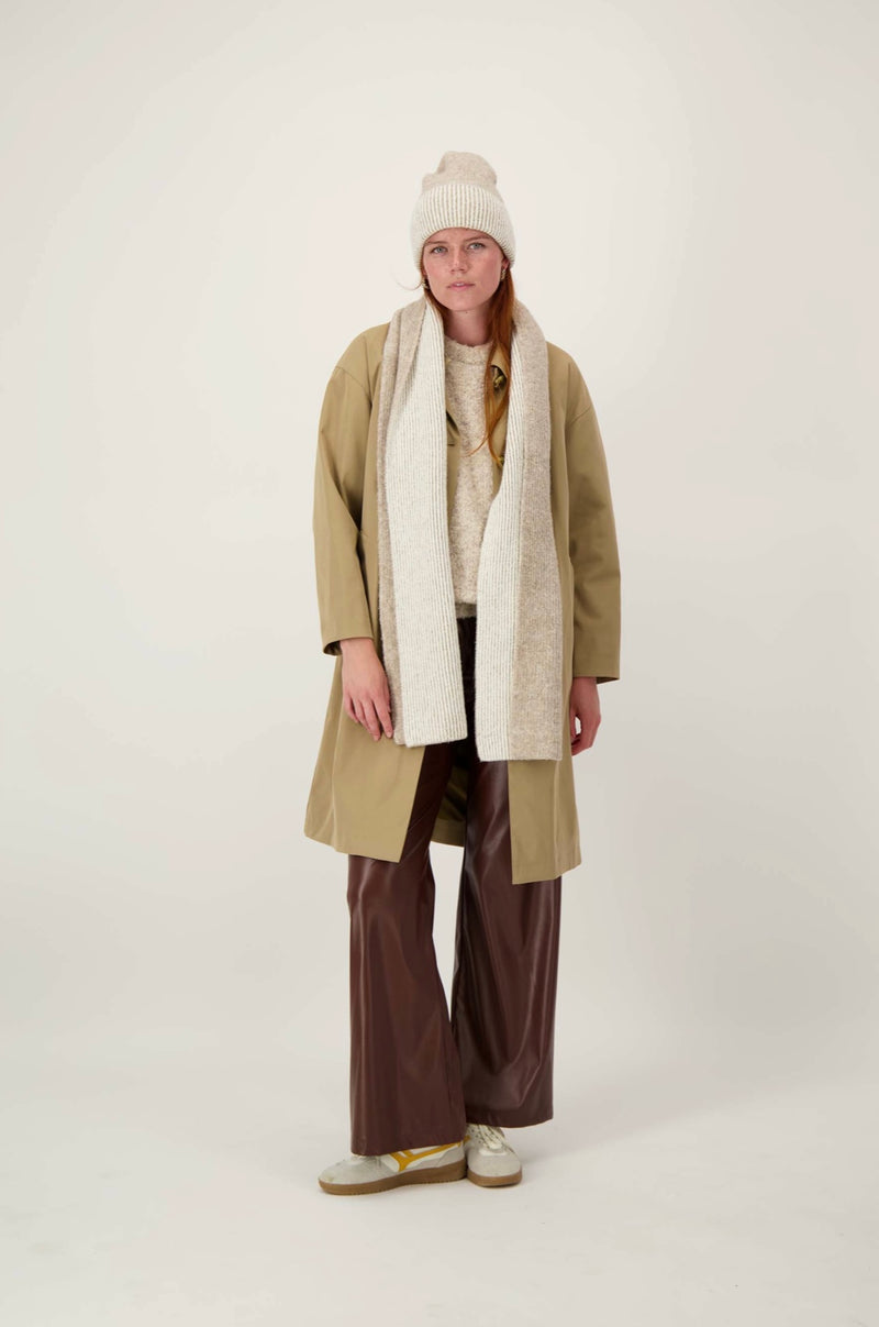 Zusss Gebreide Rib Sjaal - Taupe